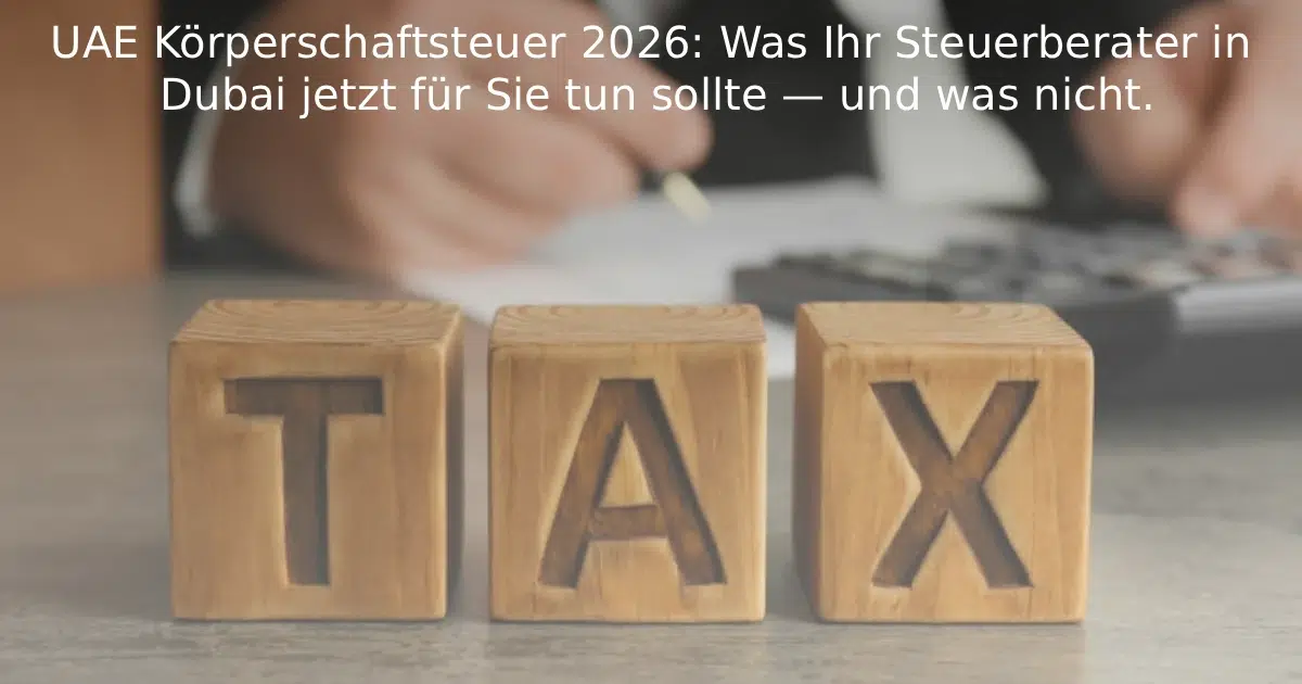 UAE Körperschaftsteuer 2026: Was Ihr Steuerberater in Dubai jetzt für Sie tun sollte — und was nicht.