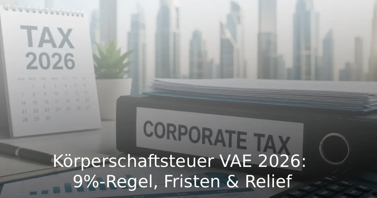 Körperschaftsteuer in den VAE 2026 Registrierung, 9%-Regel und Small Business Relief